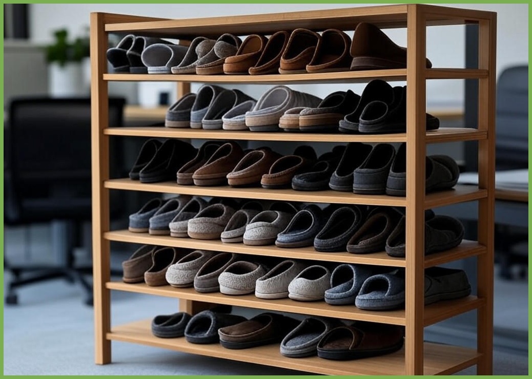 국산 미니 신발장 2단 3단 4단 실내화 슬리퍼 정리대 사무실 선반 - 이미지 1